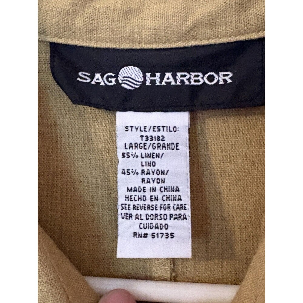 Sag Harbor Linen Blend Embroidered Floral Short Sleeve Button Shirt Women Large - Picture 5 of 6